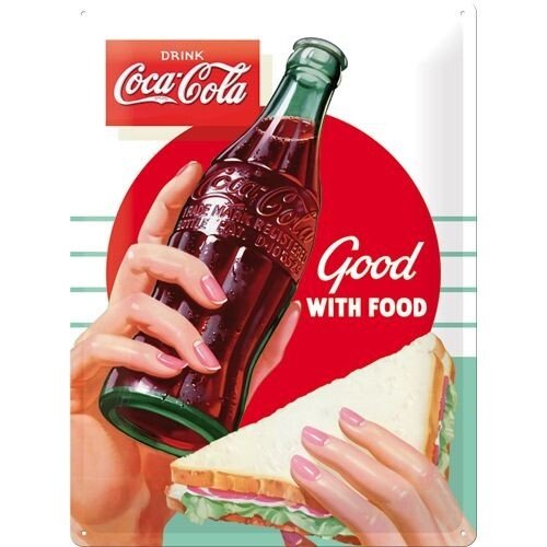 Postershop Plechová cedule Coca-Cola - Good with Food, ( x  cm)