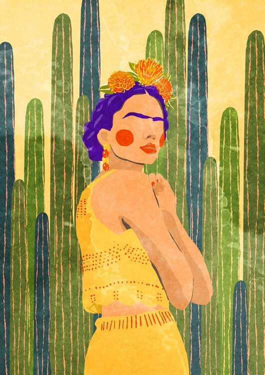 Raissa Oltmanns Ilustrace Frida and cacti, Raissa Oltmanns, (30 x 40 cm)