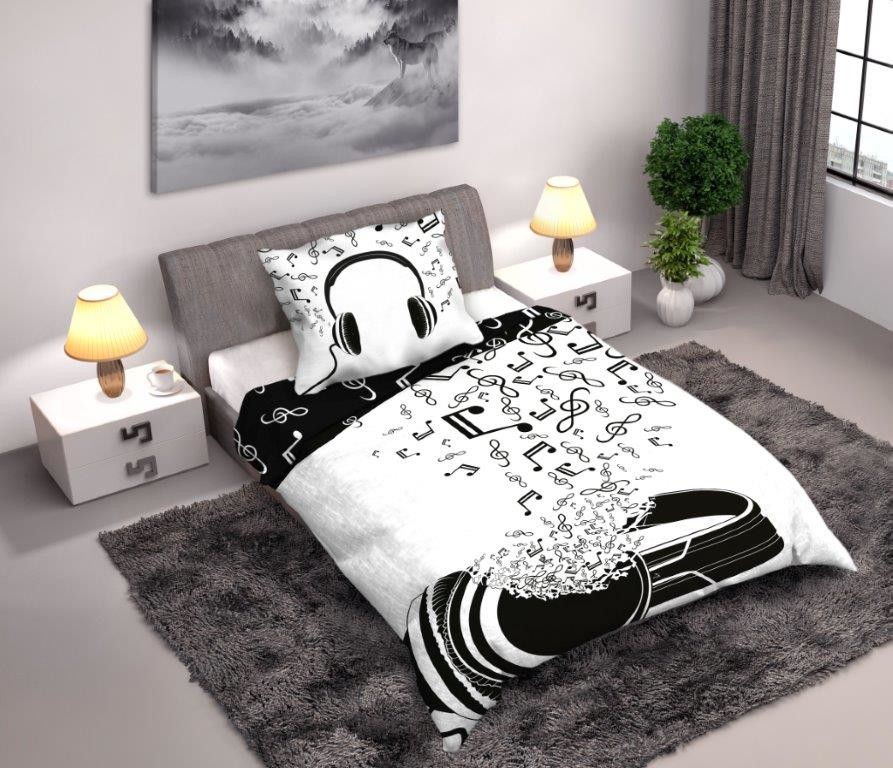 FARO Bavlněné povlečení 140x200 + 70x90 cm - Hudba