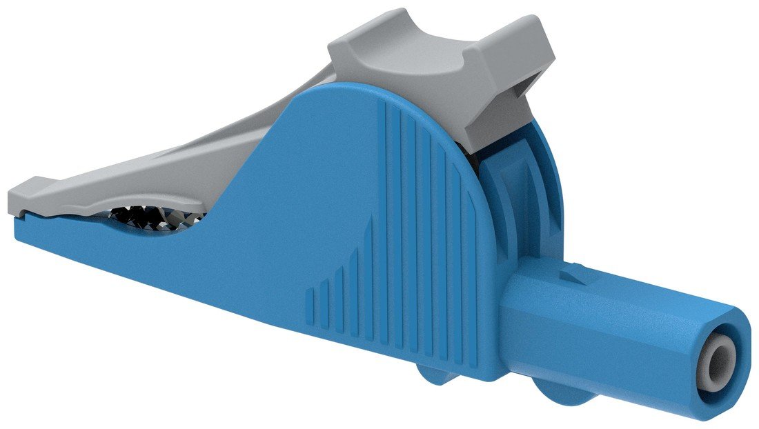 Electro PJP 5066-IEC-CD1-Bl krokosvorka, konektor 4 mm, CAT III 1000 V, CAT IV 600 V, modrá