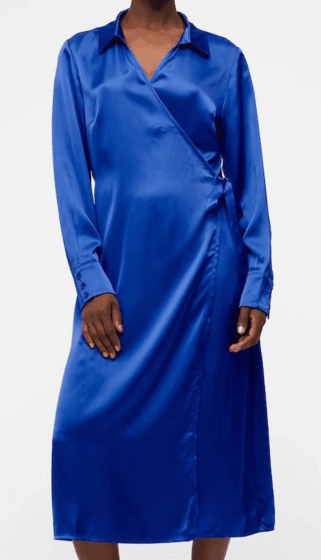 Dámské modré saténové šaty Object
