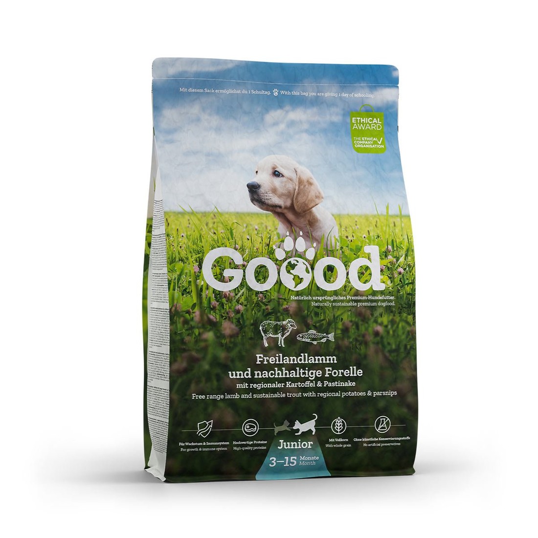 Goood Junior jehněčí z volného chovu a udržitelný pstruh 1,8 kg