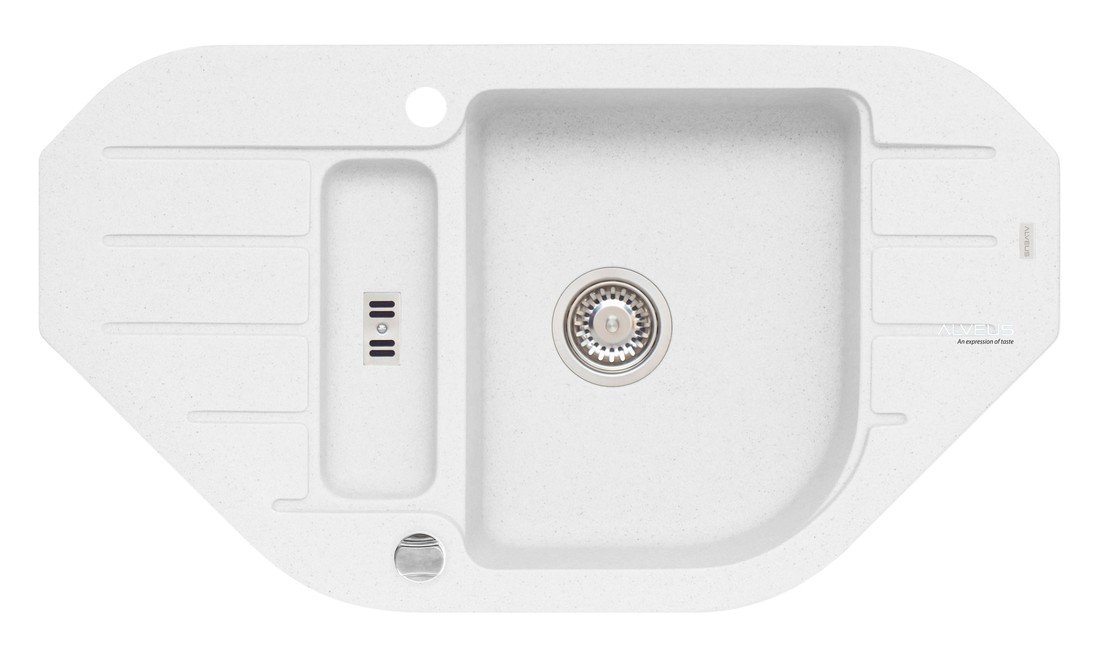 Alveus NIAGARA 60 G-11 bílá + pop- up sifon, rohový granitový dřez 900x500x160 mm s vaničkou Bílý