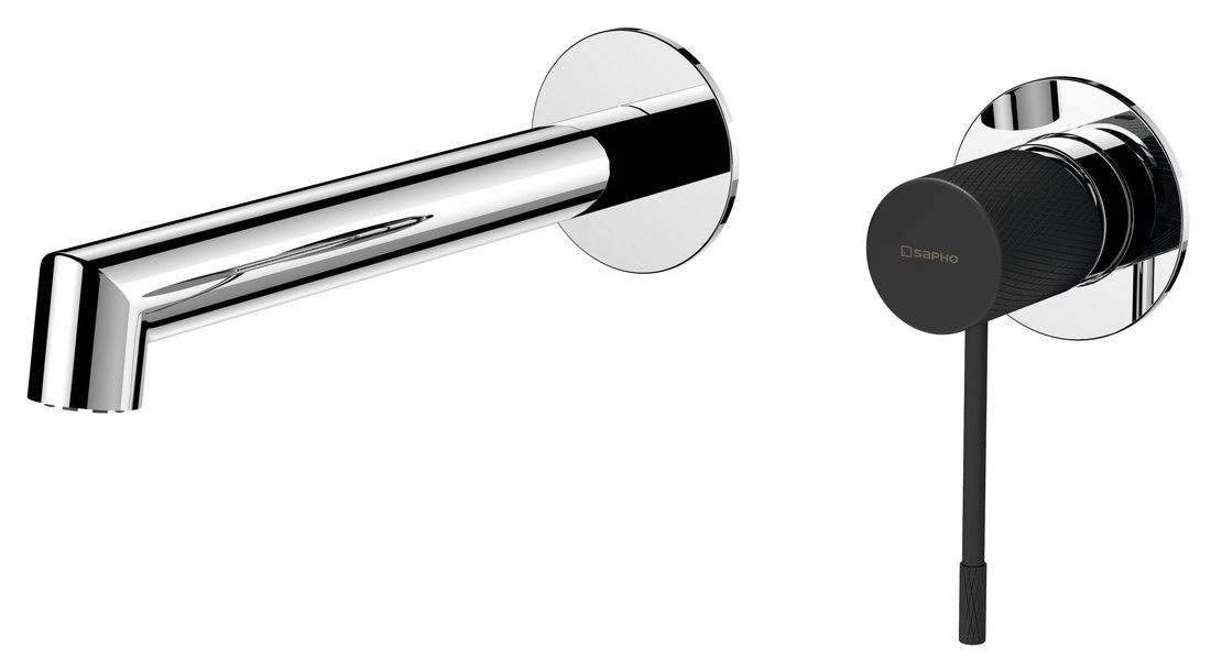Sapho SOLARIS podomítková dvouprvková umyvadlová baterie, chrom/černá - SET(WD008/1ks, WD008B-1/1ks)