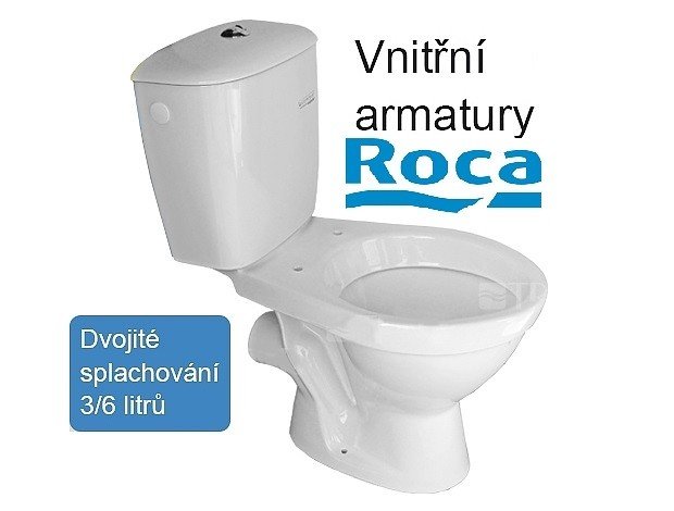 Eco produkty Kombinovaný klozet EP - vodorovný, vybavený armaturami Roca