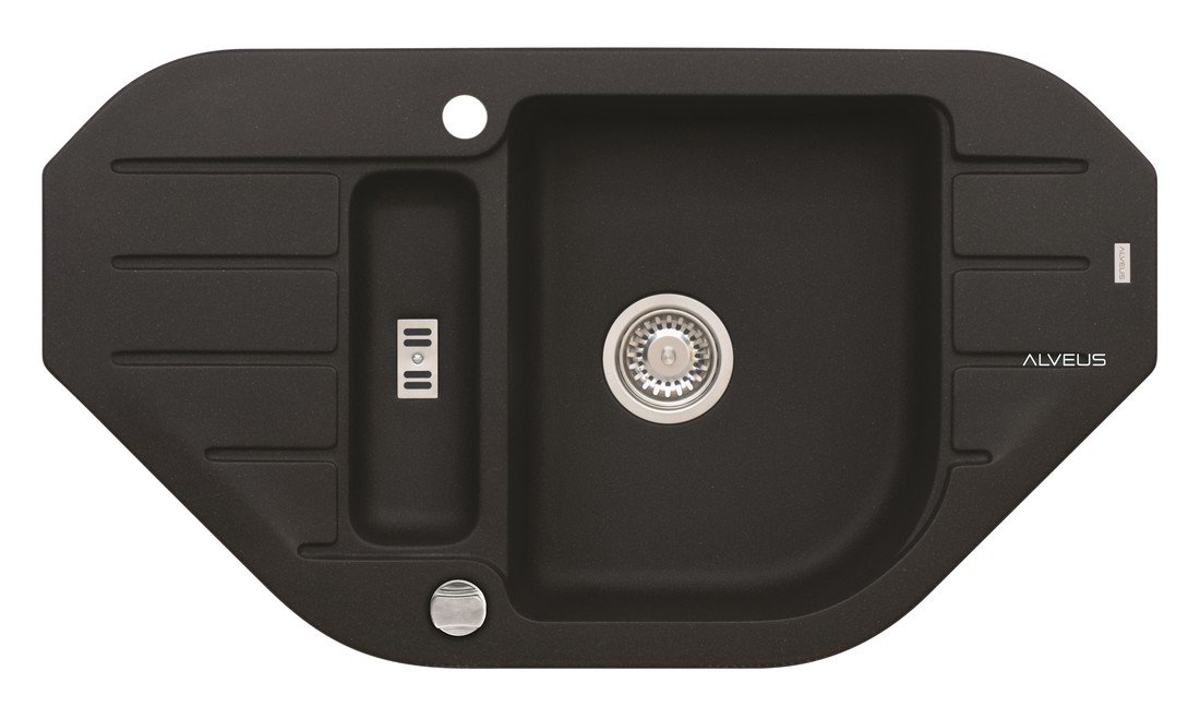 Alveus NIAGARA 60 G- 91 černá + pop- up sifon, rohový granitový dřez 900x500x160 mm s vaničkou Černý