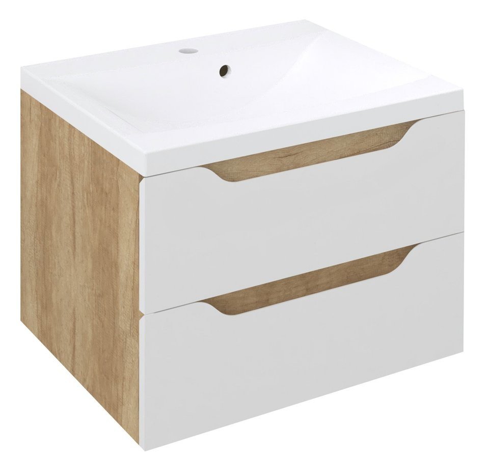 Sapho WAVE umyvadlová skříňka 60x65x47,8cm, bílá/dub alabama