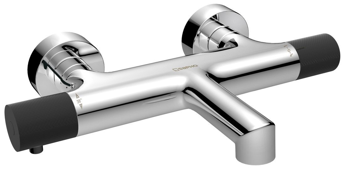 Sapho SOLARIS nástěnná vanová termostatická baterie, chrom/černá - SET(WD010/1ks, WD010B-1/1ks, WD010B-2/1ks)