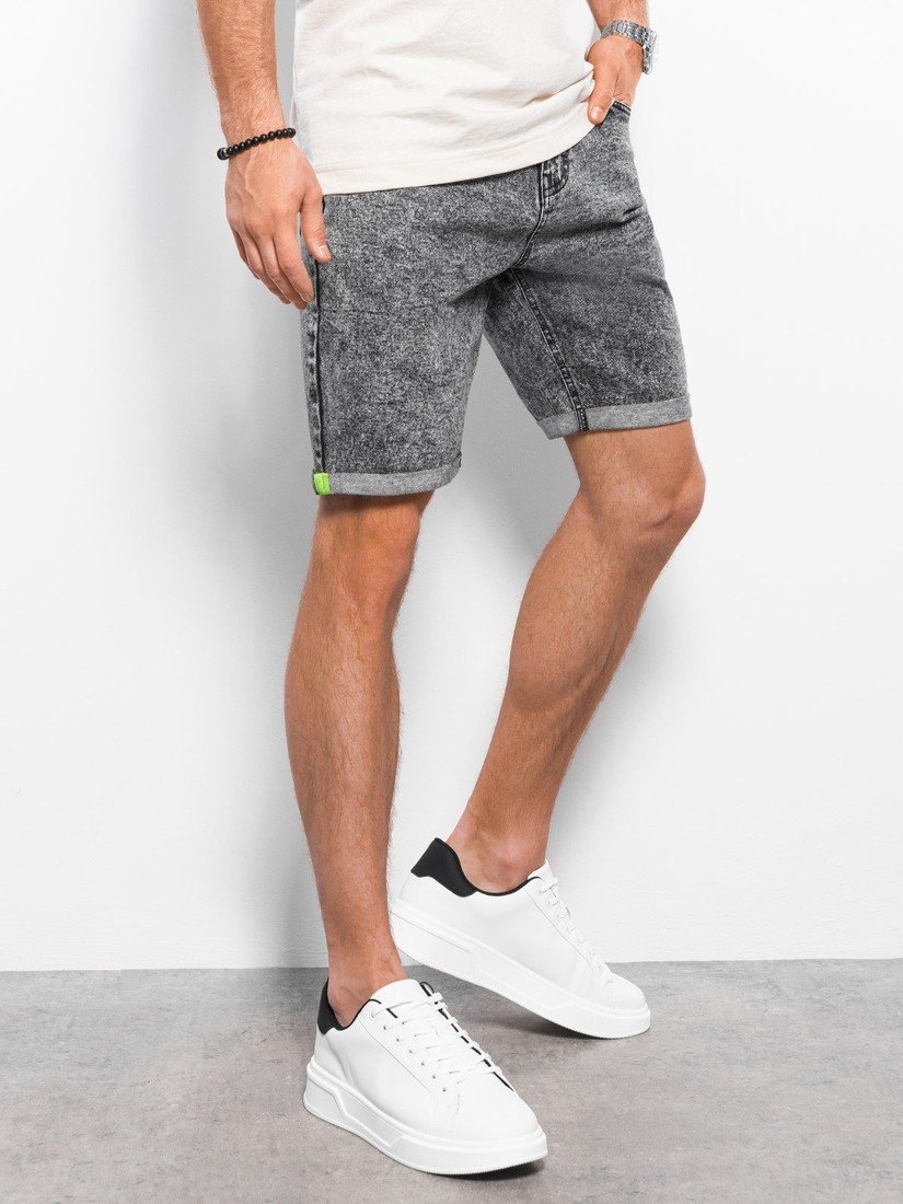 Ombre Men's denim marbled shorts - gray