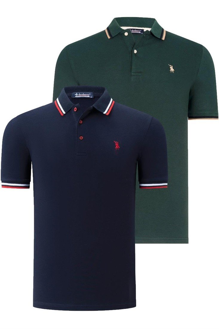 DUAL SET T8594 DEWBERRY MENS T-SHIRT-NAVY BLUE-NEFT