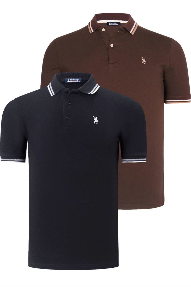 DUAL SET T8594 DEWBERRY MENS T-SHIRT-BLACK-BROWN