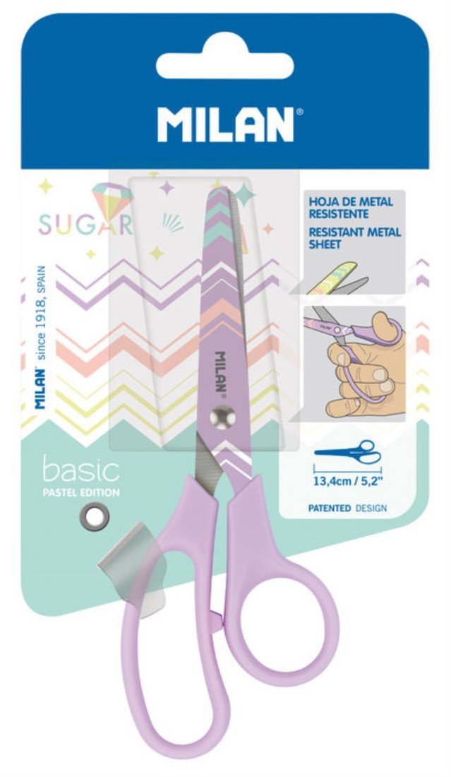 Školní nůžky Milan Pastel - 13,4 cm, fialové
