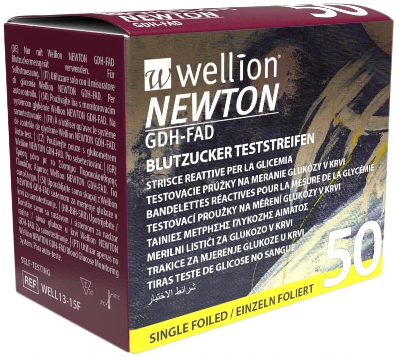 Testovací proužky ke glukometru Wellion Newton GDH-FAD 50 kusů