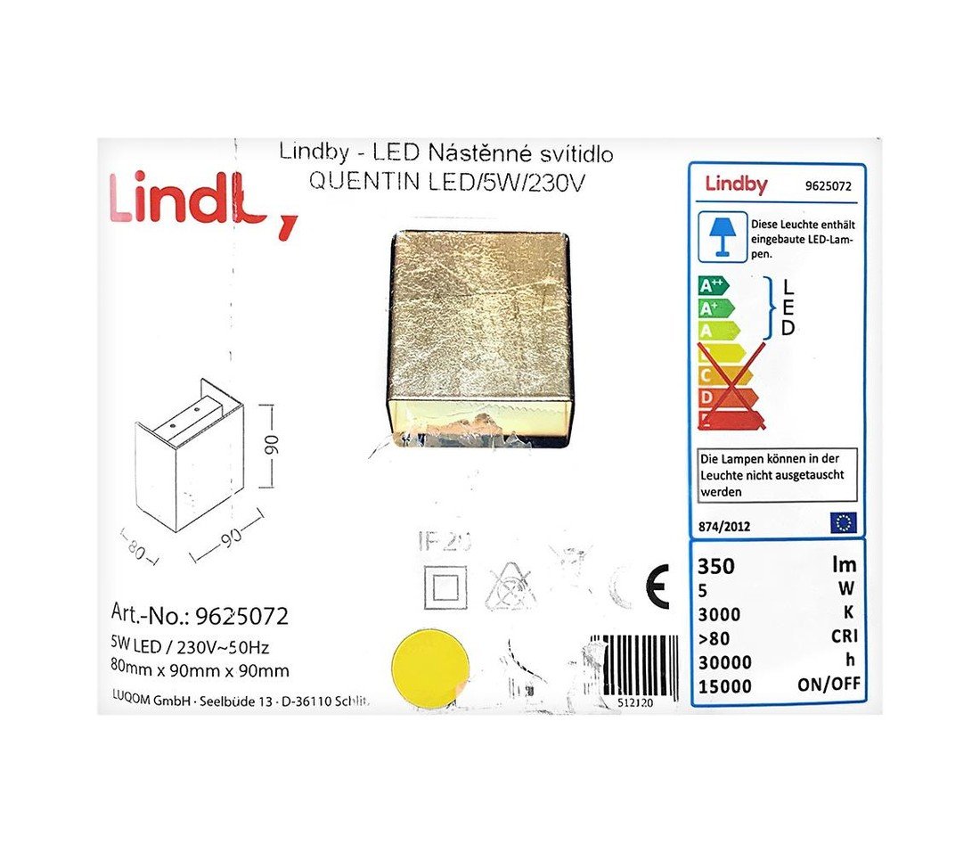 Lindby Lindby - LED Nástěnné svítidlo QUENTIN LED/5W/230V