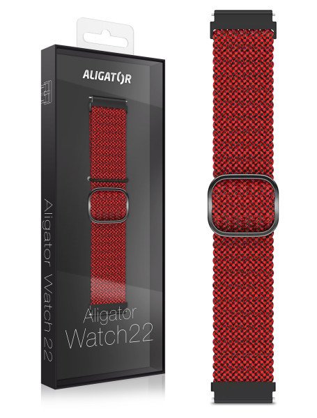Textilní řemínek ALIGATOR 22mm, černo-vínová