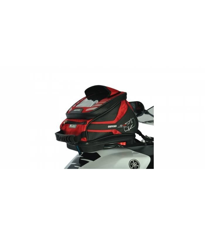 Oxford Tankbag na motocykl Q4R QR, (černý/červený, s rychloupínacím systémem na víčka nádrže, objem 4 l)