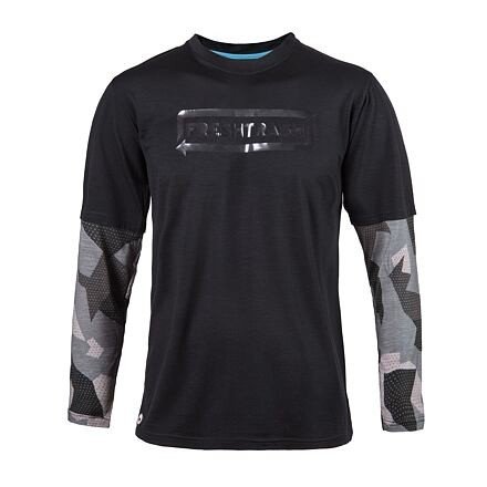 FT MEN'S ESCAPE MERINO LONG SLEEVE TEE BLACK/CAMO Velikost: L