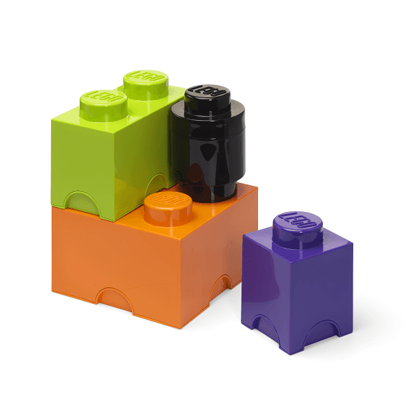 LEGO Storage LEGO úložné boxy Multi-Pack 4 ks - fialová, černá, oranžová, zelená