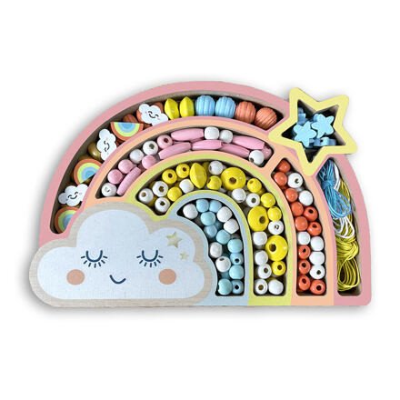 Dřevěné pastelové korálky - Duha, 180 ks