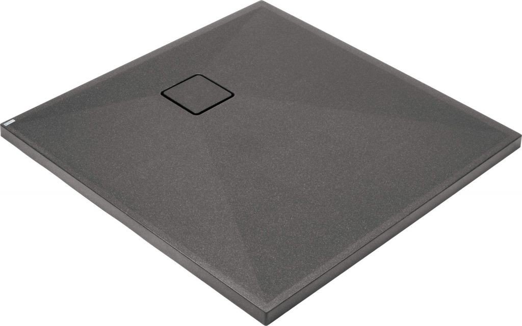 DEANTE Correo antracit metalic Granitová sprchová vanička, čtvercová, 90x90 cm KQR_T41B