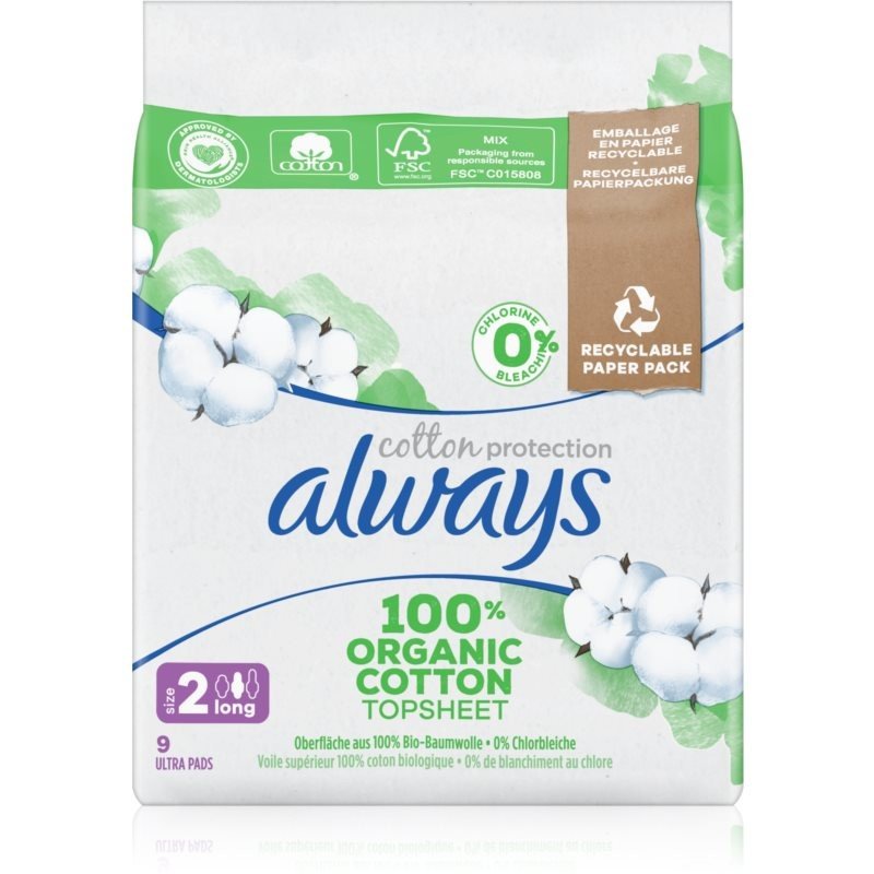 Always Cotton Protection Ultra Long Hygienické Vložky S Křidélky ks9