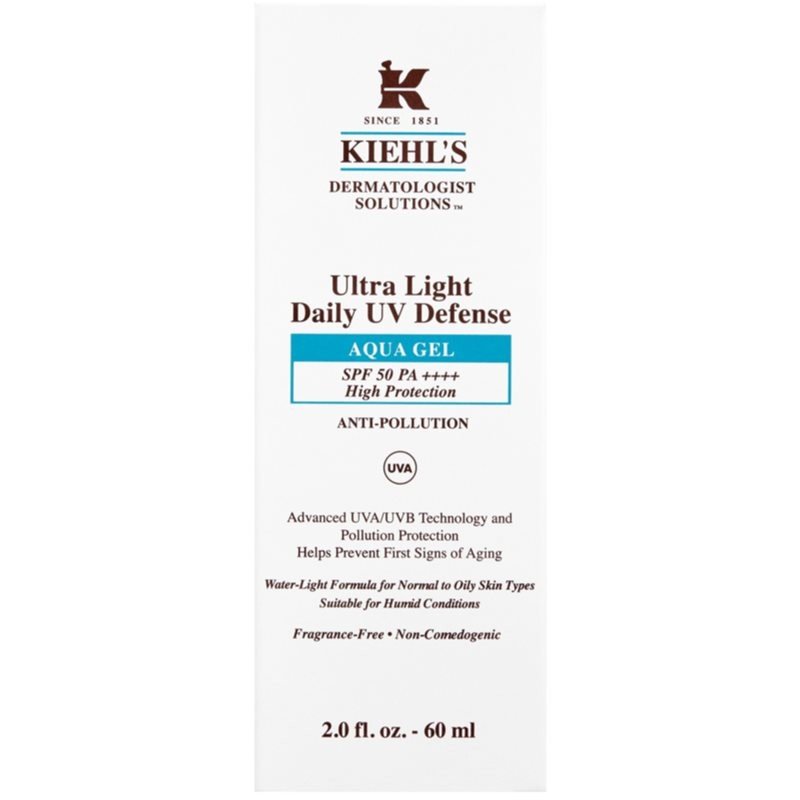 Kiehl's Dermatologist Solutions Ultra Light Daily UV Defense Aqua Gel SPF 50 PA++++ ultra lehký ochranný fluid pro všechny typy pleti včetně citlivé S