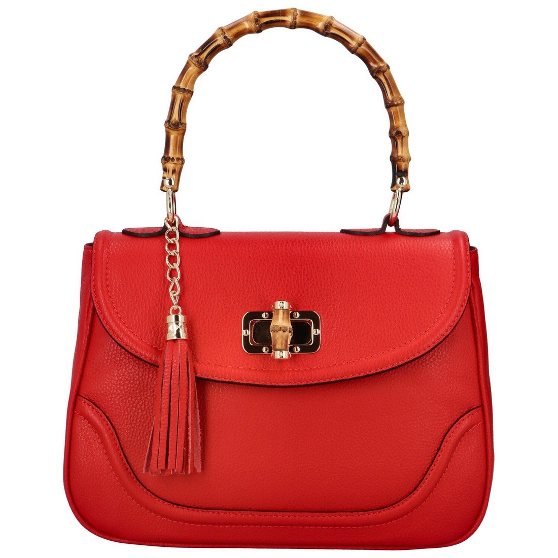 Dámská kožená kabelka do ruky červená - Delami Avelio červená
