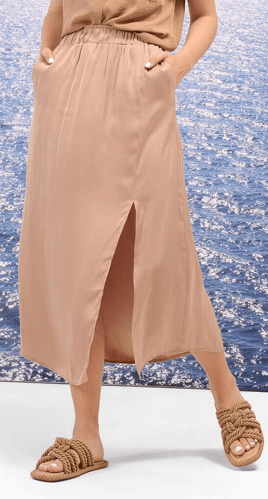 Dámská béžová sukně s rozparkem Orsay