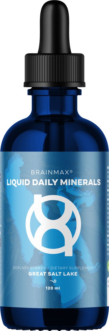 BrainMax Liquid Daily Minerals, Minerály v tekuté přírodní formě pro alkalizaci a remineralizaci, 120 ml