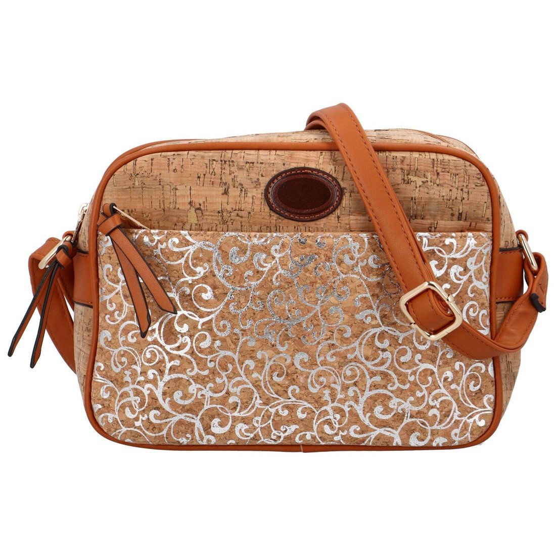 Stylová dámská korková kabelka Anabel, stříbrná