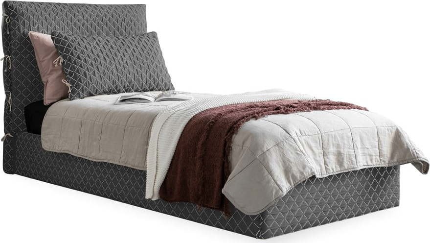 Šedá čalouněná jednolůžková postel s roštem 90x200 cm Sleepy Luna – Miuform