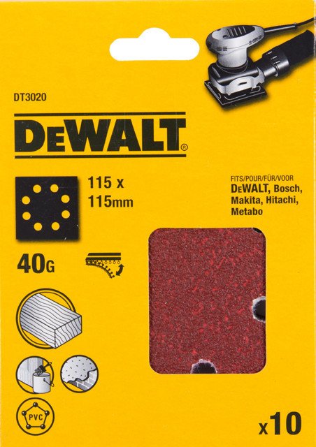 DEWALT brusný papír na suchý zip 115x115 mm | P180 | 25 ks