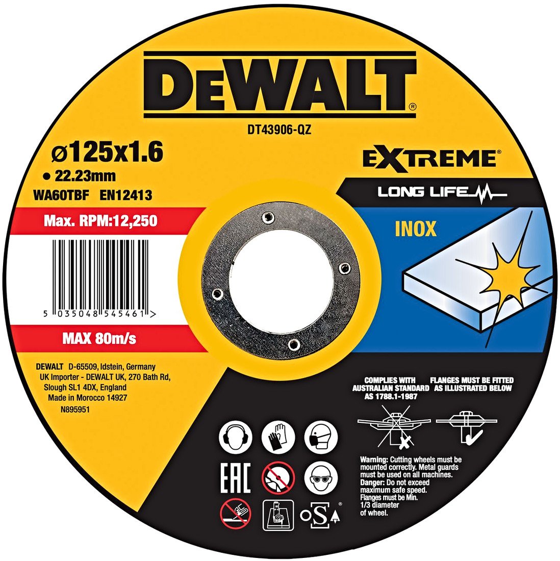 DeWALT DT43906 řezný kotouč na nerez 125x1.6mm