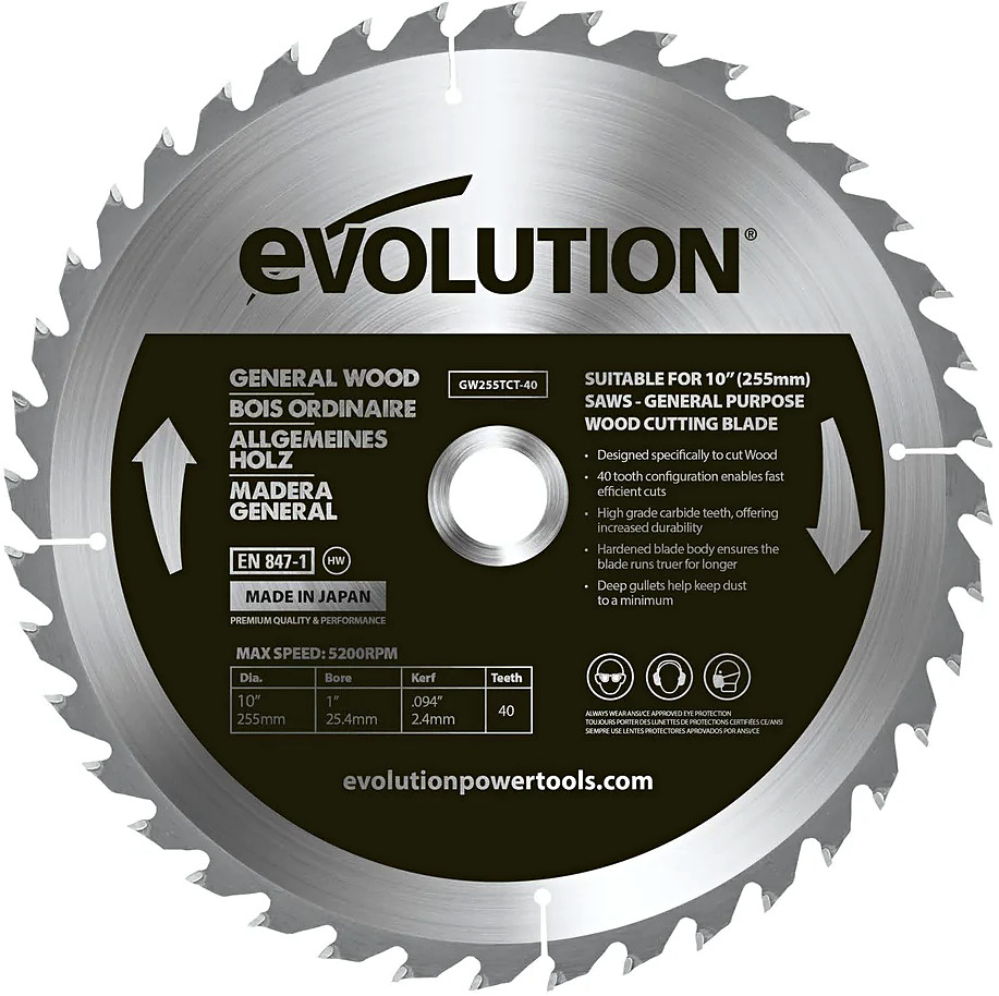 EVOLUTION EV025540 255x25,4mm (40Z) pilový kotouč na dřevo
