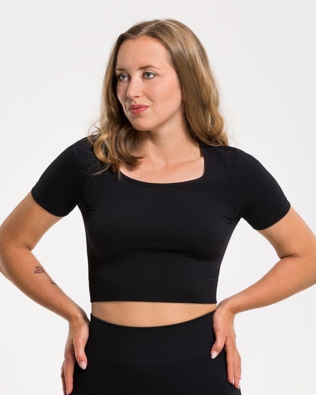 Vilgain Seamless Ribbed Crop Tee M/L black