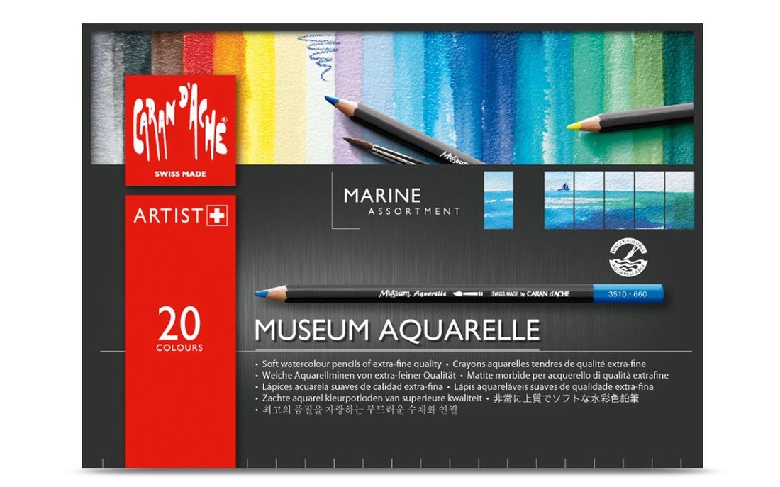 Caran d'Ache Caran d'Ache, 3510.920, Museum Aquarelle Pencils Marina, umělecké akvarelové pastelky, sada moře, 20 ks