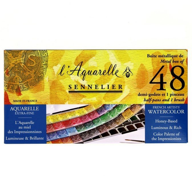 Sennelier, 131607, L' Aquarelle, mistrovské akvarelové barvy, 48 ks 1/2 pánviček