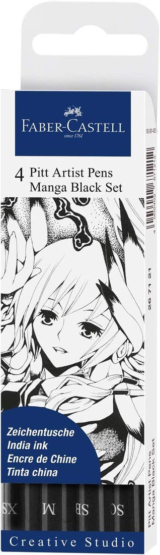 Faber-Castell, 267121, Pitt Artist Pen, sada uměleckých popisovačů, Manga, 4 ks