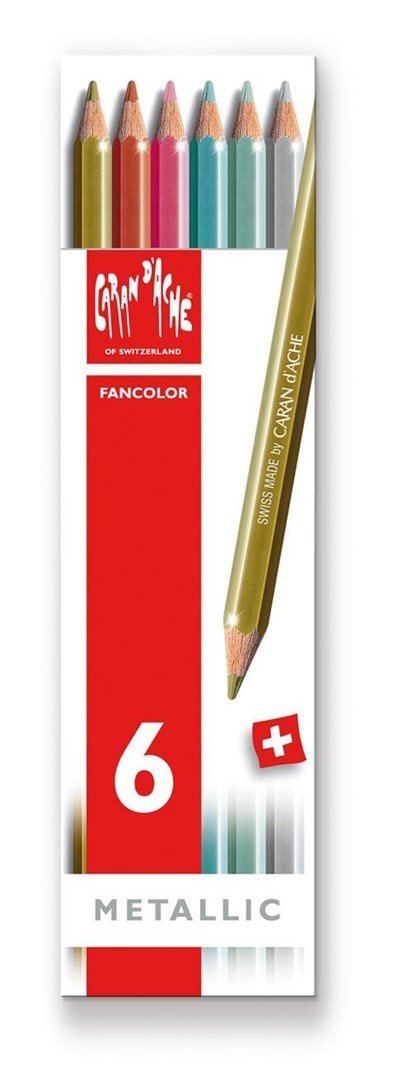 Caran d'Ache, 1284.406, Fancolor Metallic, pastelky metalické, 6 ks