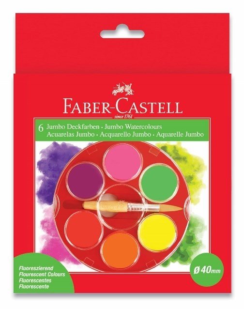 Faber-Castell, 125006, sada akvarelových vodových barev, 6 neonových barev