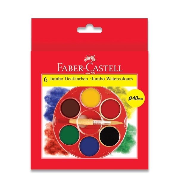 Faber-Castell, 125007, sada akvarelových vodových barev, 6 klasických barev