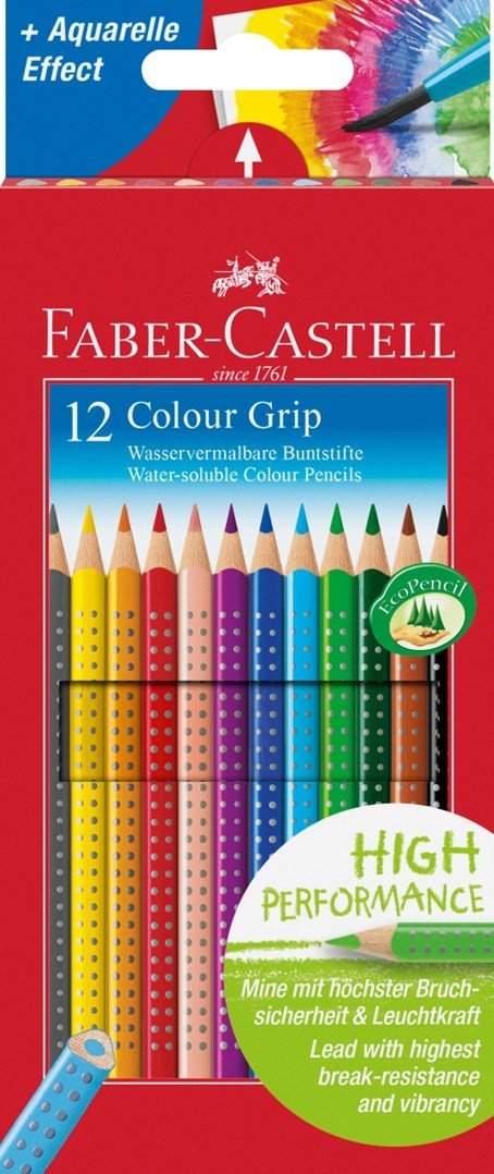 Faber-Castell, 112412, Colour Grip, akvarelové pastelky, 12 ks