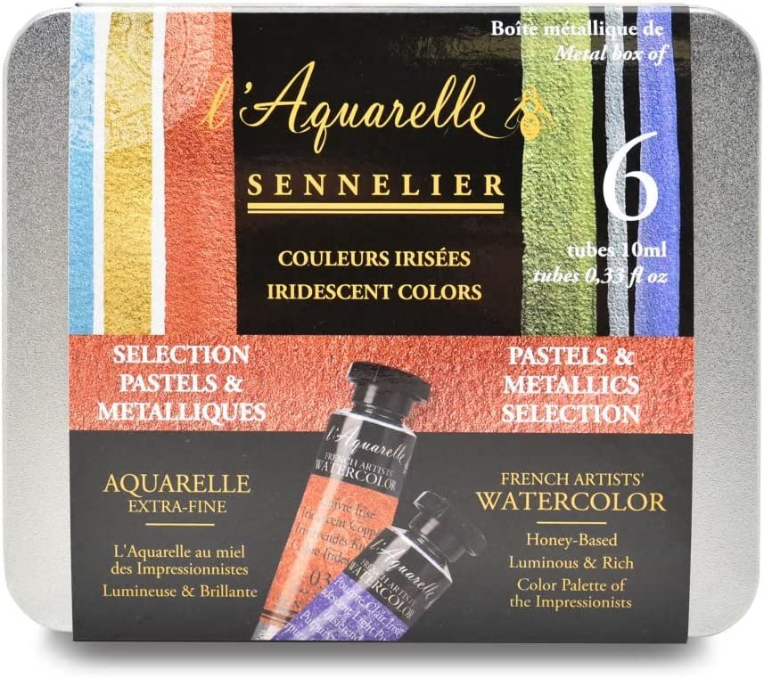 Sennelier, N131625.02, L' Aquarelle, mistrovské akvarelové barvy, iridescentní č.2, 6 ks
