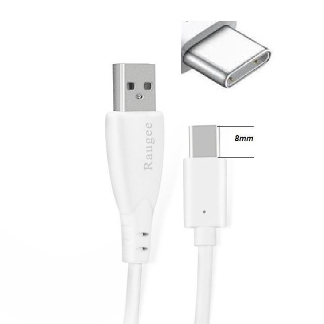 USB datový kabel iGet Blackview, Ulefone Armor micro USB C 8mm dlouhá koncovka bílý
