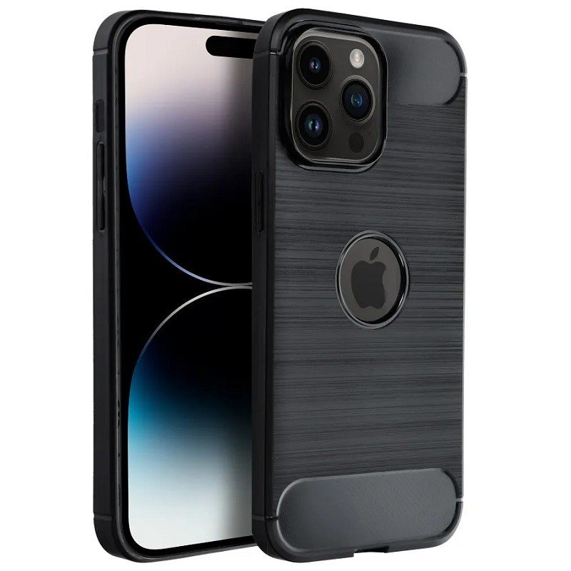 Pouzdro silikon Apple iPhone 14 Forcell Carbon s výztuhou černé