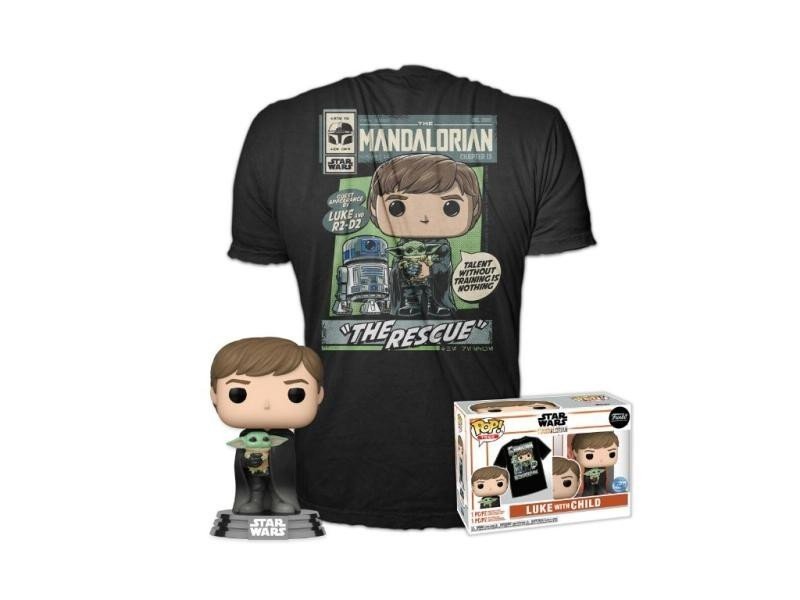 Funko POP & Tee: Star Wars Mandalorian - Luke with Child (velikost XL)