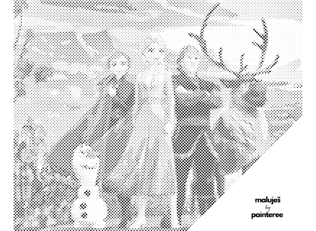 MALUJEŠ Tečkování - LEDOVÉ KRÁLOVSTVÍ III Barva: Černá, Rozměr: 30x40 cm, Rámování: vypnuté plátno na rám