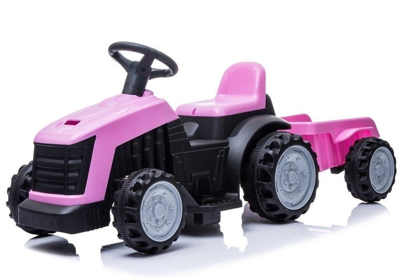 mamido Dětský elektrický traktor s vlečkou růžový