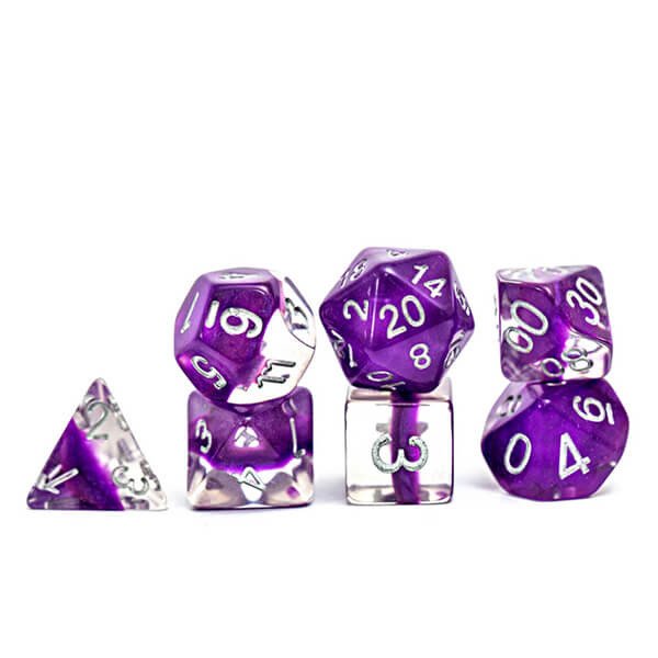 Sada kostek Gate Keeper Games Neutron Dice - Violet 7-Dice Set