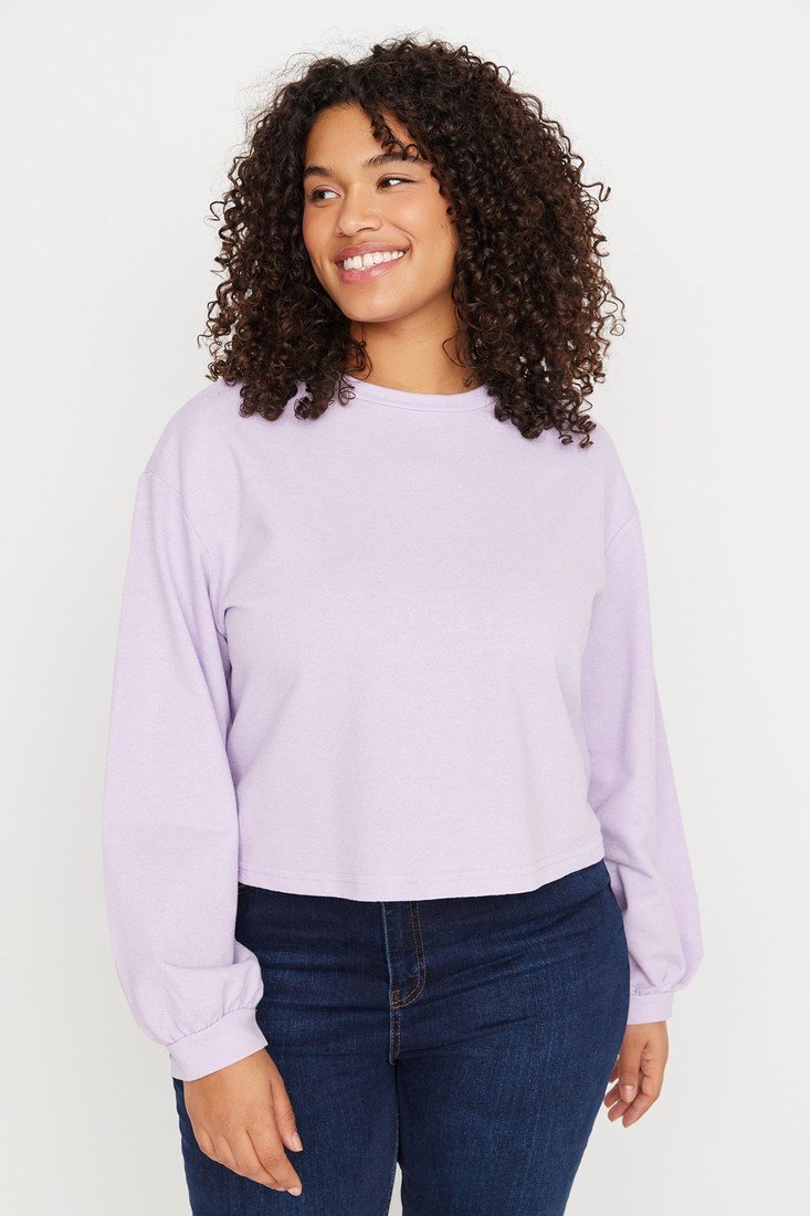Trendyol Curve Plus Size Sweatshirt - Purple - Regular fit